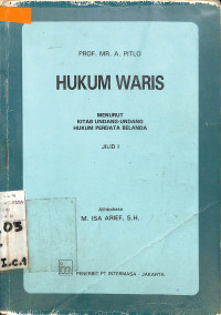 Image of Hukum Waris: Menurut Kitab Undang-undang Hukum Perdata Belanda Jilid 1