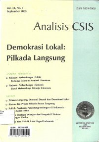 Image of ANALISIS CSIS : Demokrasi Lokal : Pilkada Langsung Vol.34 No.3 September 2005