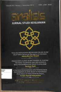Image of ANALISIS : Jurnal Studi Keislaman : Vol. XIII No.  2 Desember  2013