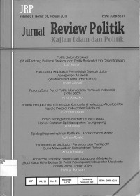 Image of JURNAL REVIEW POLITIK : Kajian Islam dan Politik Volume 01 Nomor 01 Februari 2011
