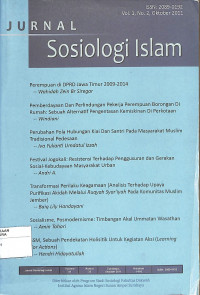 Image of JURNAL SOSIOLOGI ISLAM : Vol. 1 No.2 Oktober 2011