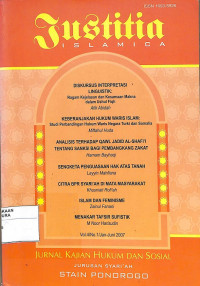 Image of JUSTITIA ISLAMICA: Jurnal kajian hukum dan sosial Vol.4 No.1 Januari-juni 2007
