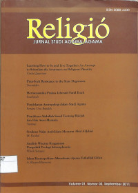 Image of RELIGIO : Jurnal Studi Agama-Agama Volume 01 Nomor 02 September 2011