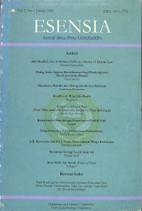 Image of ESENSIA : Jurnal Ilmu - Ilmu Ushuluddin Vol. 2 No. 1 Januari 2001