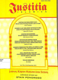 Image of JUSTITIA ISLAMICA : Jurnal Kajian Hukum dan Sosial Jurusan Syari'ah STAIN Ponorogo Vol.7/No.2/Juli-Desember 2010